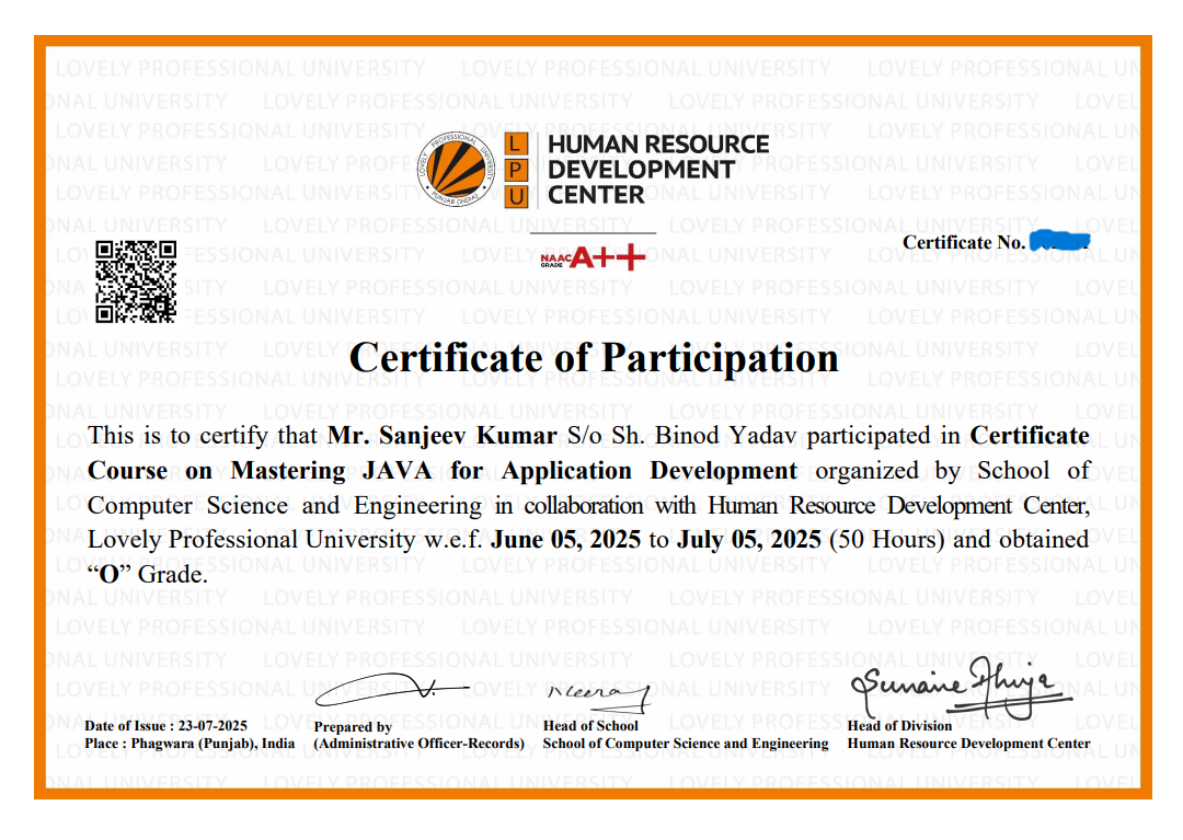  Mastering JAVA for Application Development